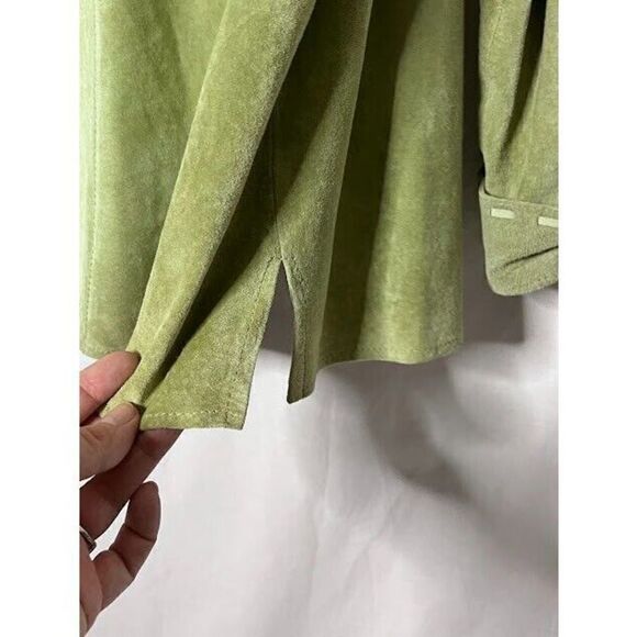 JPR Outfit light green suede leather shacket contrast stitching sz Medium - Picture 6 of 6